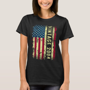 T-shirt Drapeau américain vintage 2004 19 ans 19e annivers