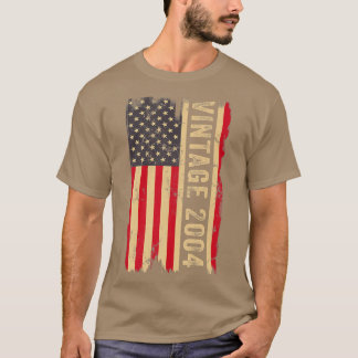 T-shirt Drapeau américain vintage 2004 Cadeaux de 18 ans 1