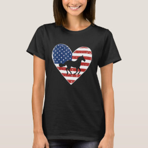 T-shirt Drapeau américain vintage 4 juillet Cheval Papa Ma
