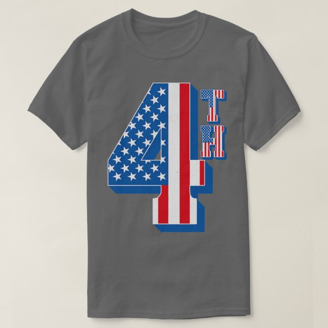 T-shirt Drapeau américain vintage 4e texte (Design devant)