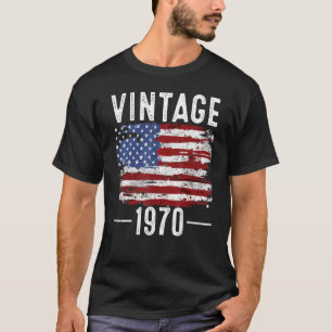 T-shirt Drapeau américain Vintage 52e anniversaire 1970