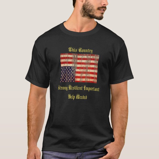 T-shirt Drapeau américain vintage à l'envers (Devant)