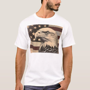 T-shirt Drapeau américain vintage avec aigle chauve