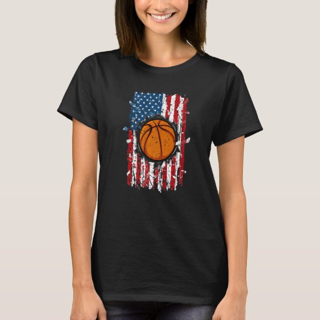 T-shirt Drapeau américain vintage Basketball drapeau améri (Devant)