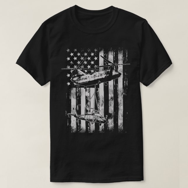 T-shirt Drapeau américain vintage Chinook (Design devant)