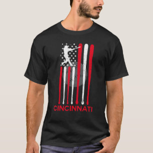 T-shirt Drapeau américain vintage Cincinnati Baseball Soul