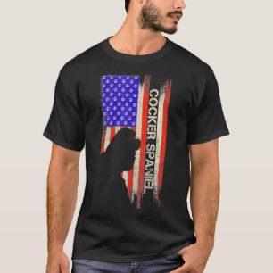T-shirt Drapeau américain vintage Cocker Spaniel Silhouett