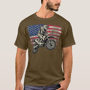 T-shirt Drapeau américain vintage Dirt Vélo Motocross