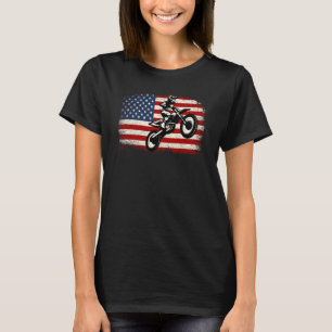 T-shirt Drapeau américain Vintage Dirt Vélo Rider M