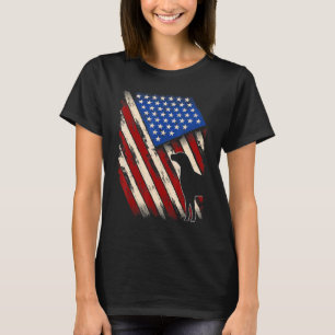 T-shirt Drapeau Américain vintage Drapeau Rétro Chien Dalm