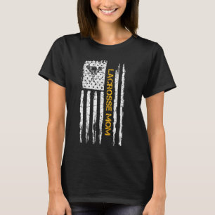 T-shirt Drapeau américain vintage Fier Lacrosse Maman Silh