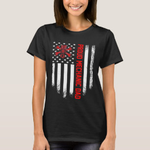 T-shirt Drapeau américain vintage Fier Mécanicien Papa Dis