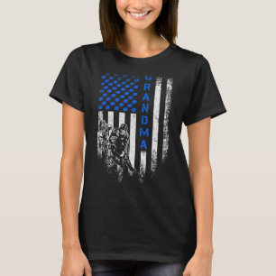 T-shirt Drapeau Américain vintage Fière Hockey Grandma Sil