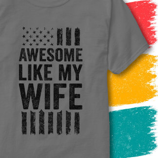T-shirt Drapeau Américain Vintage Génial Comme Ma Femme