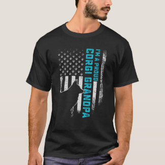 T-shirt Drapeau américain vintage Je suis un fier Corgi ga