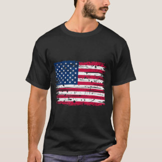 T-shirt Drapeau Américain Vintage Jour de l'Indépendance U