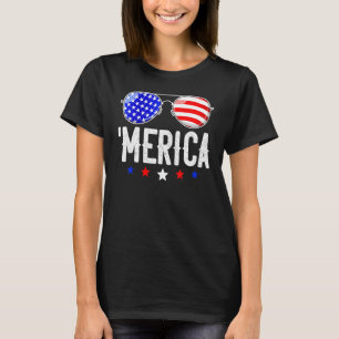 T-shirt Drapeau américain vintage Merica Lunettes de solei