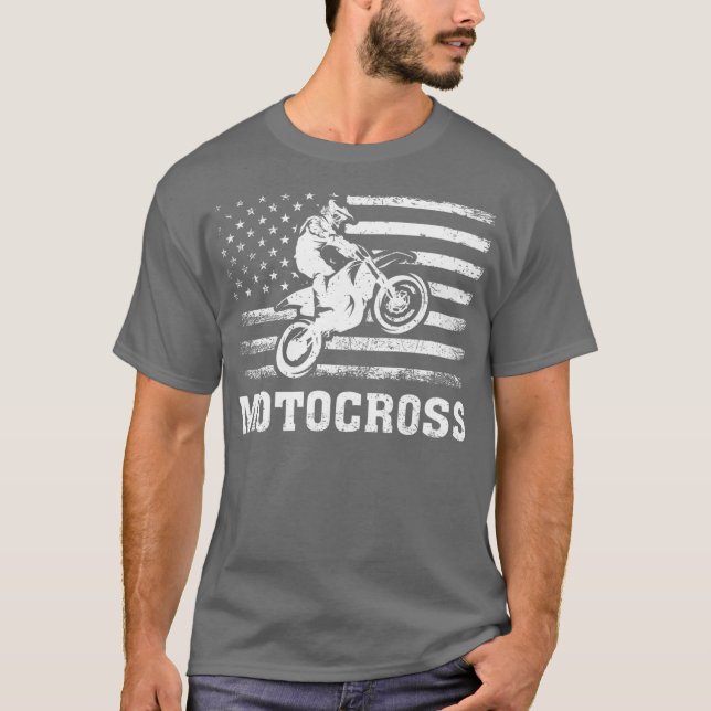 T-shirt Drapeau Américain vintage Motocross 4e (Devant)