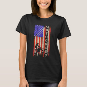 T-shirt Drapeau américain vintage Motocross Dirt Bike Silh