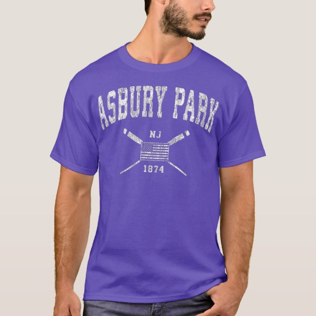 T-shirt Drapeau américain Vintage NJ d'Asbury Park (Devant)
