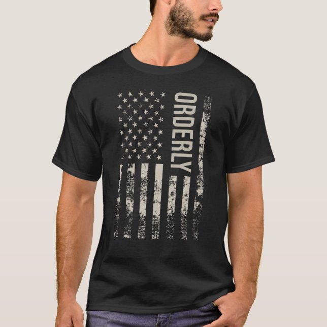 T-shirt Drapeau américain vintage ordonné (Devant)