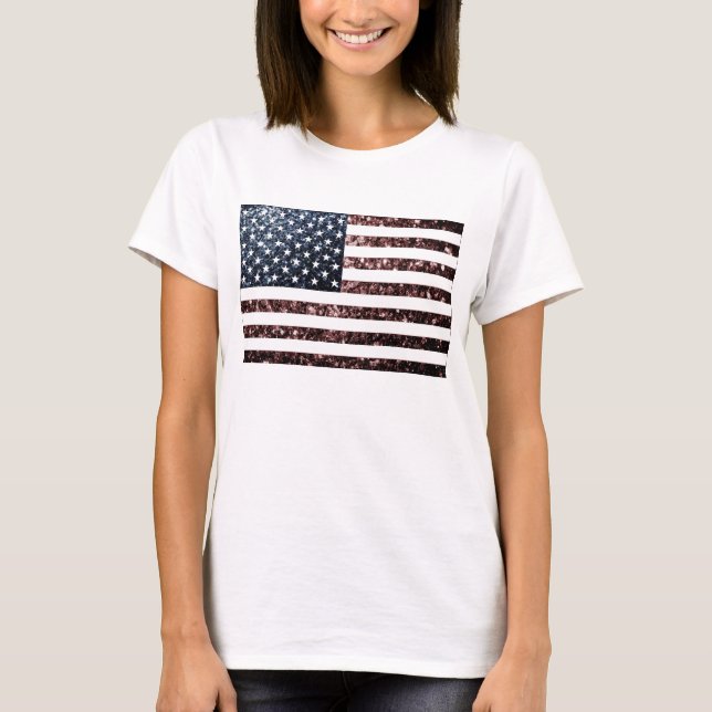 T-shirt Drapeau américain vintage parties scintillant Amér (Devant)
