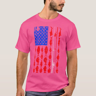 T-shirt Drapeau américain vintage Pêche Drapeau américain