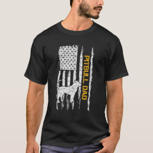 T-shirt Drapeau américain vintage Pitbull Chien Papa Pitti