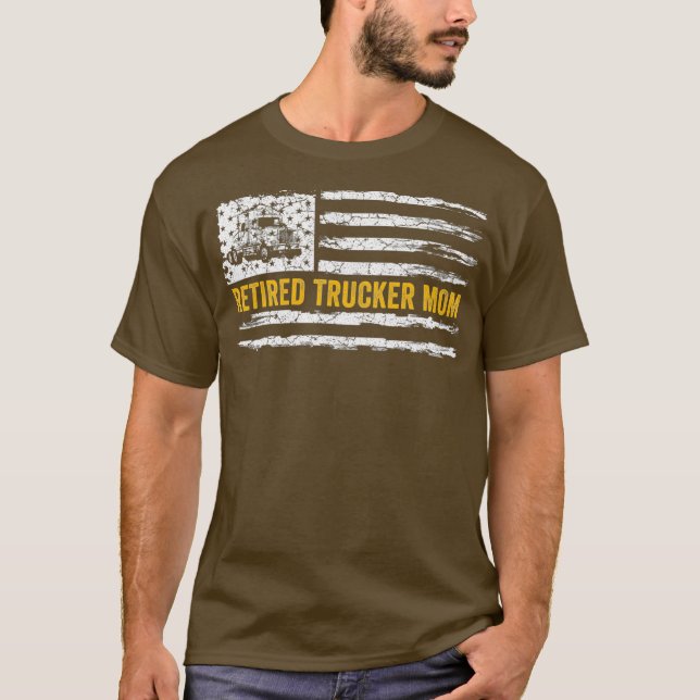 T-shirt Drapeau américain vintage - Retraité Trucker Maman (Devant)