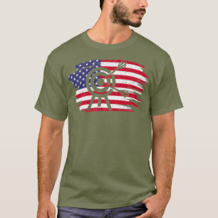 T-shirt Drapeau américain Vintage rétro fléchettes 4 juill