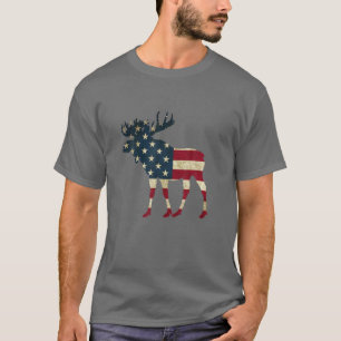 T-shirt Drapeau américain Vintage rétro Outdoor Bull Moo