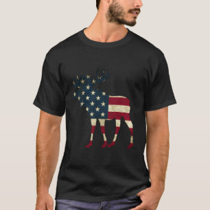 T-shirt Drapeau américain Vintage rétro Outdoor Bull Moose