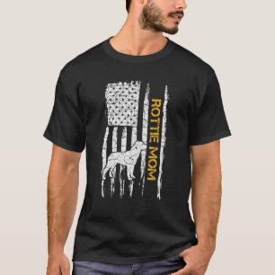 T-shirt Drapeau américain vintage Rottweiler Mom Rottie Si