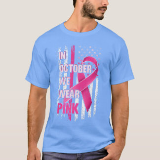 T-shirt Drapeau Américain Vintage Ruban Rose pour Hommes