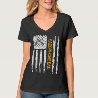 T-shirt Drapeau américain vintage Saxophone Papa Saxophoni