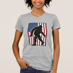 T-shirt Drapeau américain vintage silhouette Bigfoot vecte