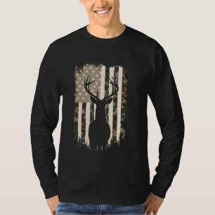 T-shirt Drapeau américain Vintage Tee Buck Deer Chasse Cam