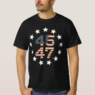 T-shirt Drapeau américain vintage Trump 45 47 étoiles USA
