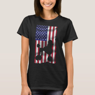 T-shirt Drapeau américain vintage USA amour Poodle silhoue