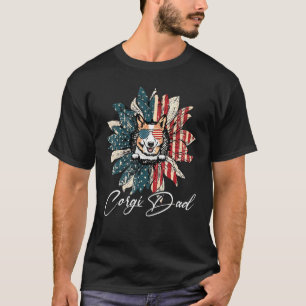 T-shirt Drapeau américain vintage Usa Best Corgi Papa