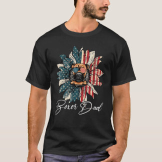 T-shirt Drapeau américain vintage Usa Meilleur Boxer Papa