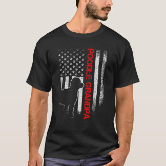T-shirt Drapeau américain vintage USA Poodle fier Grand-pè