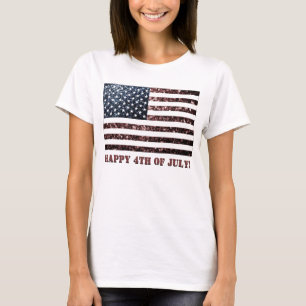 T-shirt Drapeau américain vintages parties scintillant 4 j