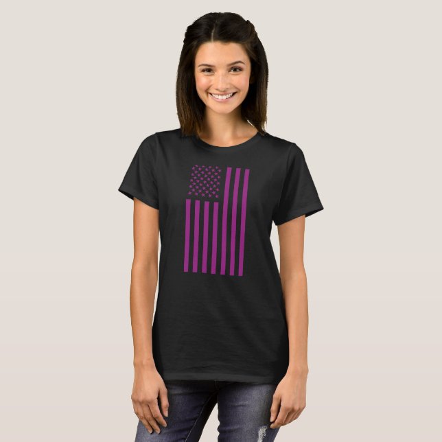 T-shirt Drapeau Américain Violet  (Devant entier)