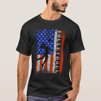 T-shirt Drapeau américain Volleyball fille Ado Femmes USA