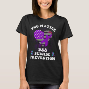 T-shirt Drapeau américain Vous 988 Ruban de sensibilisatio