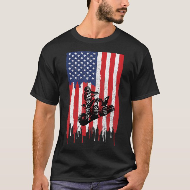 T-shirt Drapeau américain VTT Quatre Routeurs Quad Brap (Devant)