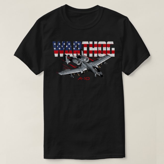 T-shirt Drapeau américain Warthog de l'avion militaire A10 (Design devant)