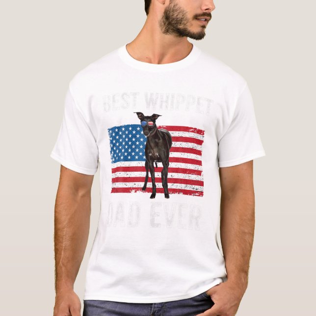 T-shirt Drapeau américain Whippet Papa (Devant)