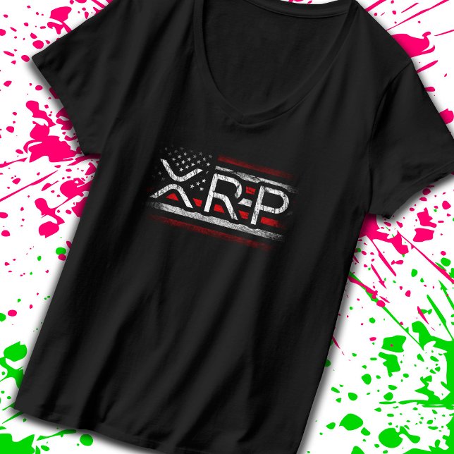 T-shirt Drapeau américain XRP Crypto Devise Cryptomonnaie (Show off your passion for XRP with our classic patriotic t-shirt! -Teemixer)